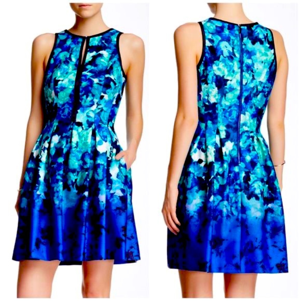 Vince Camuto Blue Floral Dress; Size 14